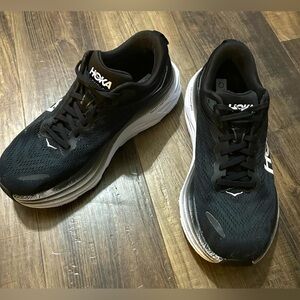 Hoka Bondi 8 Running Shoes Black Breathable Mesh Lace-Up Women’s Size 8.5B